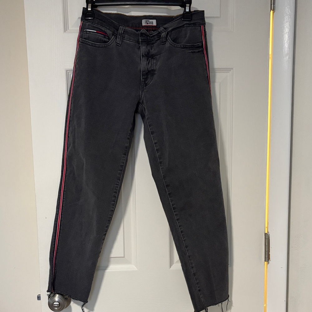 Tommy Hilfiger Denim Gray Jeans with Red Stitching